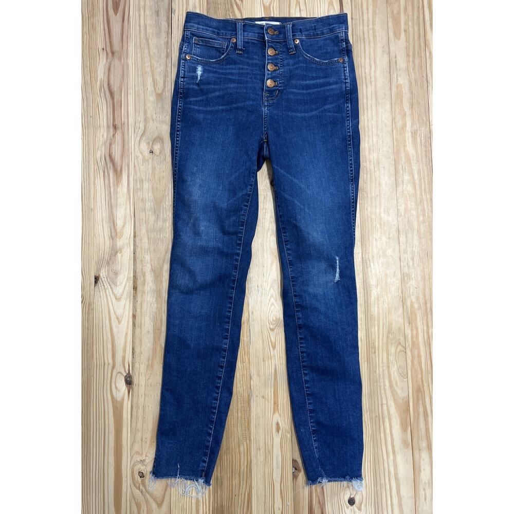 Madewell 10" High-Rise Skinny Jeans Button Front Cotton Denim Hanna Wash Size 26